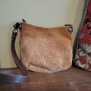 Authentic Maurizio Taiuti Cowhide Leather & Pony Hair Crossbody Bag